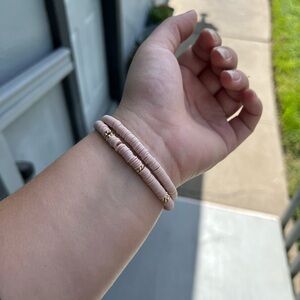 Elegant Pink Beaded Bracelet Set